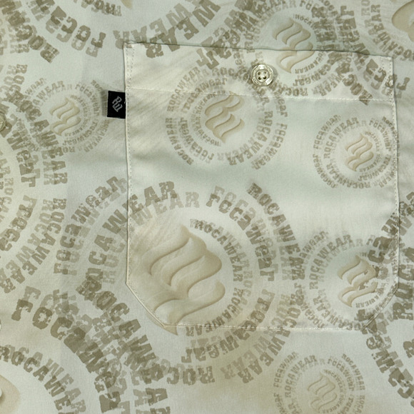 Vintage Rocawear Shirt Adult EXTRA LARGE White Spell Out Club Hip Hop Poly Y2K - Picture 5 of 12